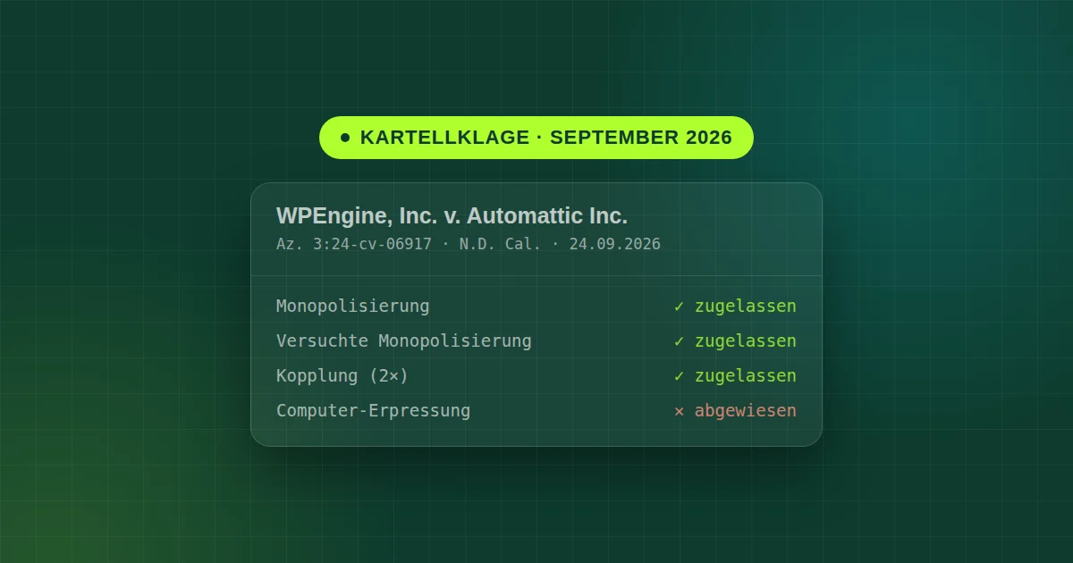 WP Engine vs. Automattic: Gericht lässt Kartellklage doch zu